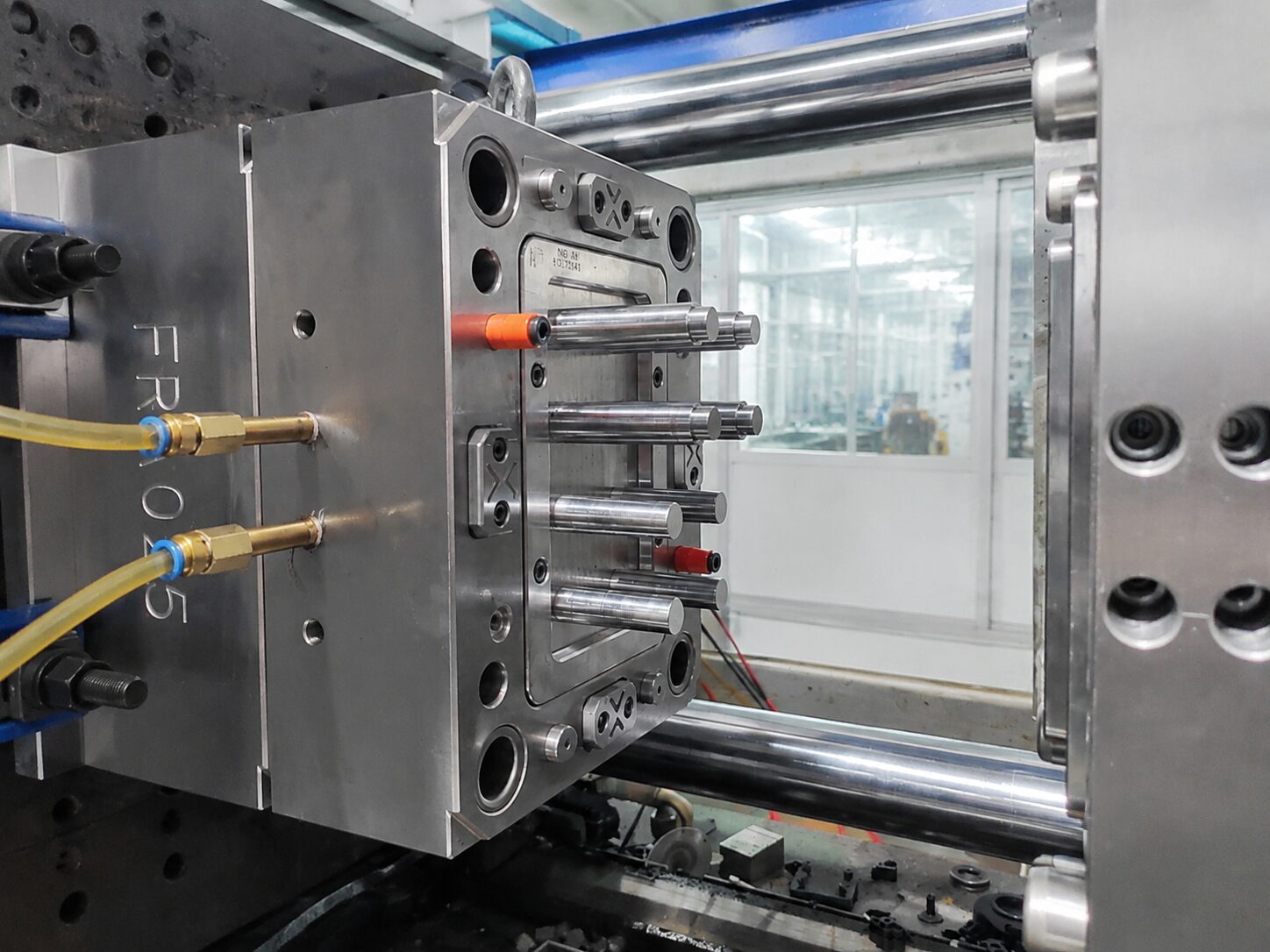 Mold clamped in machine — inspection reference